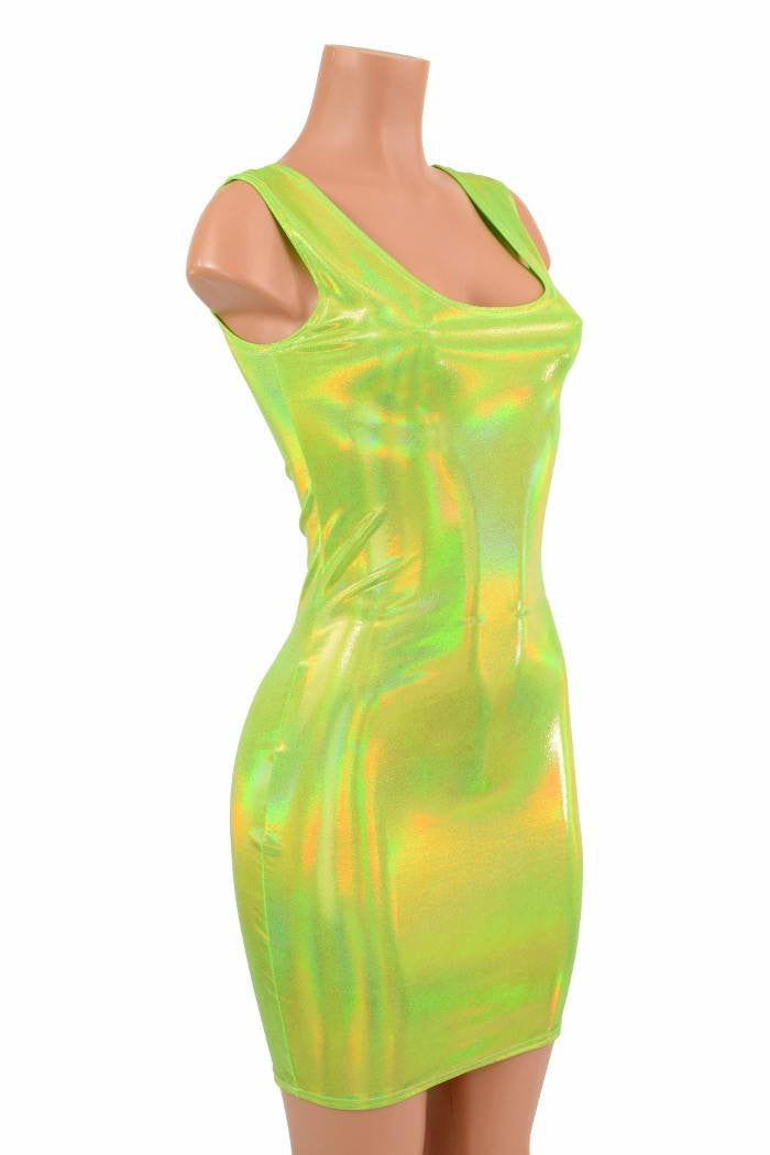 Lime Green Holographic Tank Dress ...